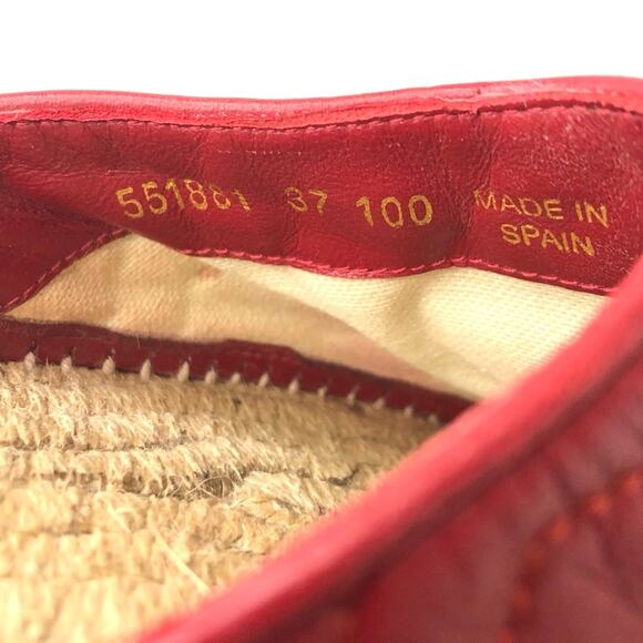 Gucci Marmont GG Hibiscus Red Leather Slip On Mules Espadrille Flats 37 - Picture 11 of 11